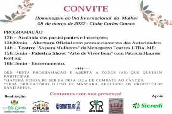 CONVITE - HOMENAGEM AO DIA DA MULHER