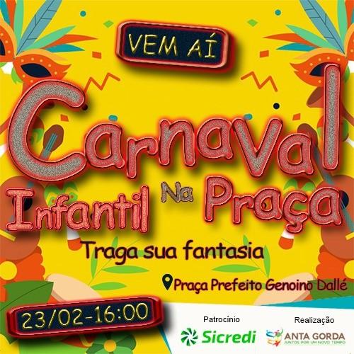 Carnaval Infantil vai ser na praça