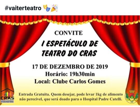 Espetáculo de teatro do Cras ocorre dia 17