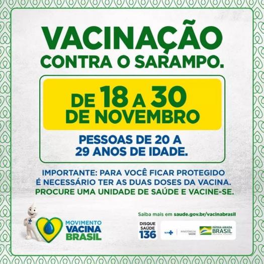 Vacinação contra o Sarampo: Posto atenderá neste sábado