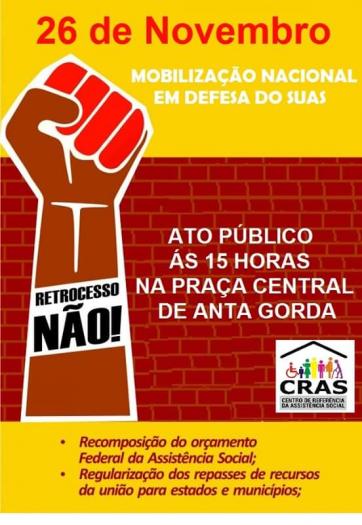 Assistência Social realizará ato público nesta tarde